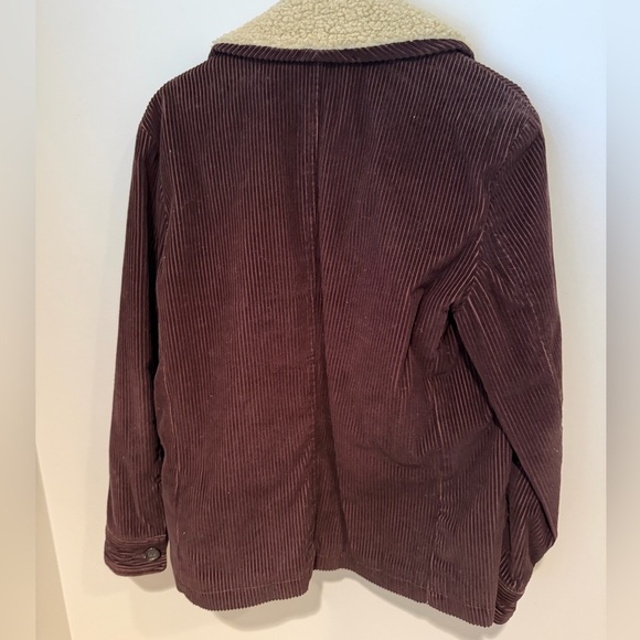 J. Crew Dark Brown Corduroy Jacket with Cream Sherpa Collar - Picture 5 of 6